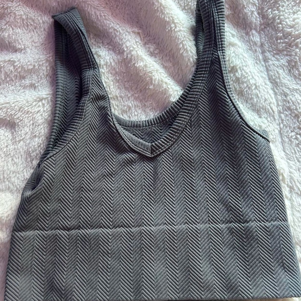 Gray Ribbed Tank Top
